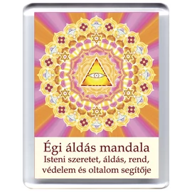 Égi áldás, isteni védelem mandala - hűtőmágnes 5x7cm