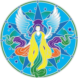 Vezető Angyal mandala ablakmatrica  14 cm Ø