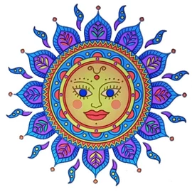 Aranyló Nap mandala ablakmatrica 14 cm Ø