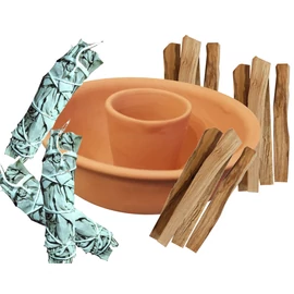 Nagy Fehér zsálya és Palo Santo szett égető edénnyel