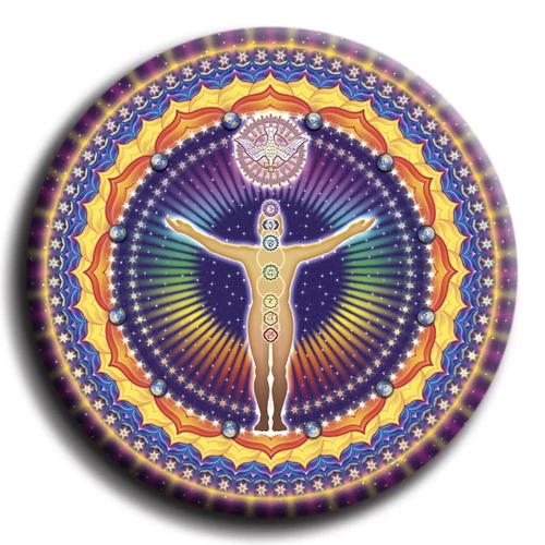 UnioMystica - Misztikus Egység mandala - fém hűtőmágnes 6 cm Ø