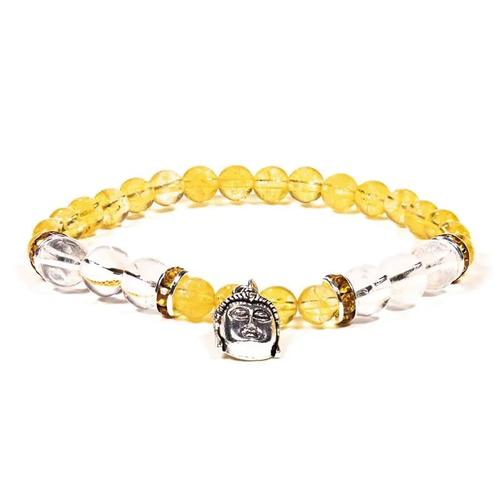 Citrin & Hegyikristály karkötő Buddha szimbólummal