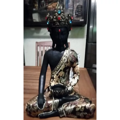 Ruhás Buddha mécsestartó - 33 cm